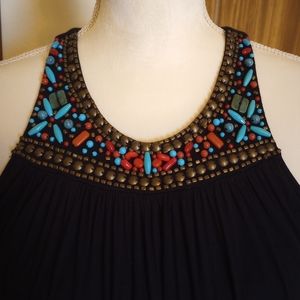 Michael Kors nicely beaded black sleeveless top